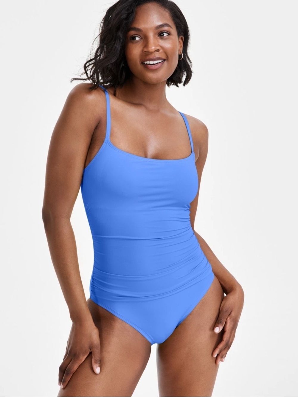 NWT La Blanca Island Goddess One-Piece Swimsuit Square Neck Push-Up Cups Sz 14